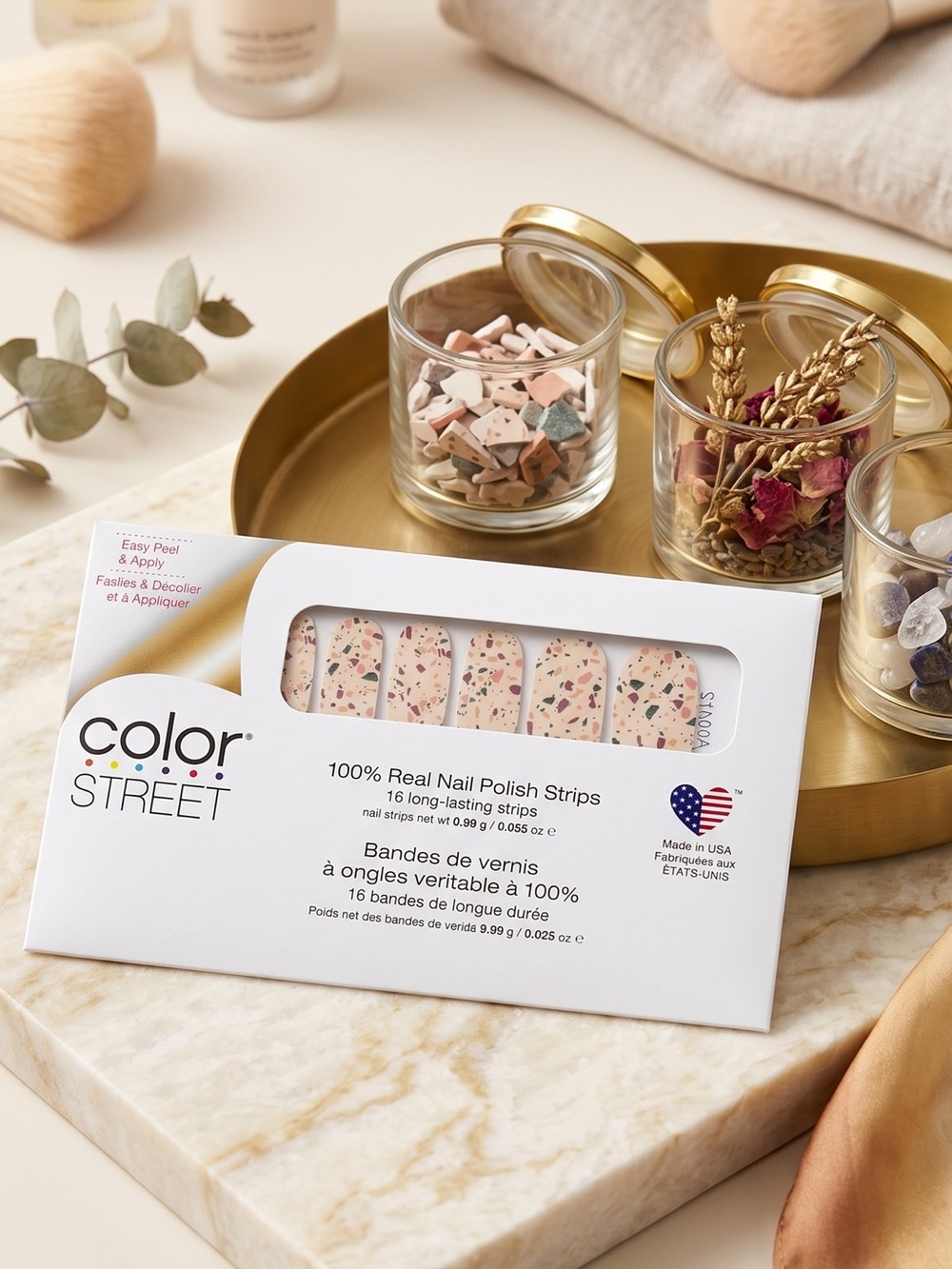 Color Street Back in Tile 100% Real Nail Polish Strips Terrazzo Confetti New